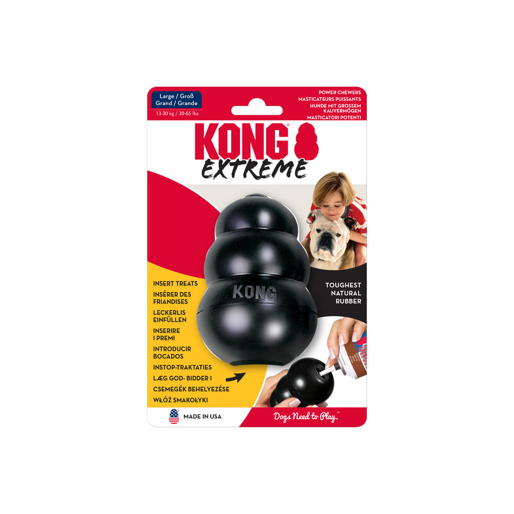One black KONG Extreme Large in its retail packaging, labelled for dogs 13–30kg